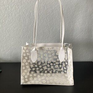 Clear and White with Sunflower Design Purse